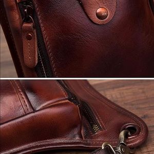 Genuine leather motorcycle waist messenger bag